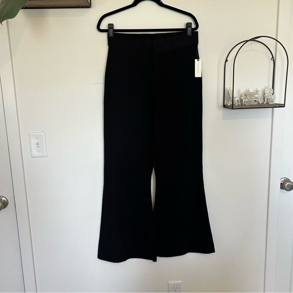 NWT Anthropologie Black Flare Leg Soft Trouser Pants Size Medium